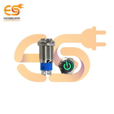 12 mm 12-24V Ring Light Push Button Self Lock Metal Switch with Green Indicator